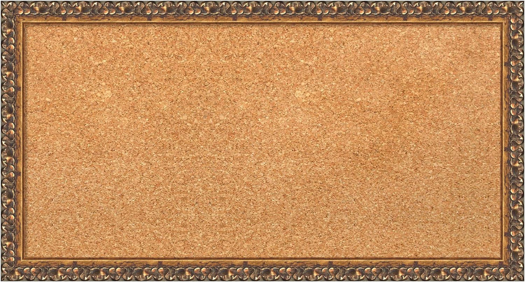 Amanti Art Natural Cork Board for Wall, 14x26 Vision Board with Bronze Frame, Small Corkboard Office Decor for Home Organization, Traditional Corkboard Pinboard to Display Items for Home Organization