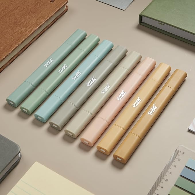 BLIEVE- Aesthetic Bible Highlighters No Bleed Through Assorted Colors, Cute Highlighter Dual Tip For Journaling Supplies And School Accessories, Bible Highlighters And Pens No Bleed (BOHO EARTH)