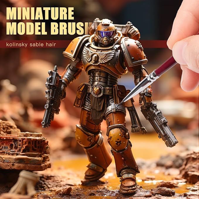 Kolinsky Sable Miniature Paint Brushes - Professional Detail Brushes, Golden Maple Ultra Fine for Miniatures, Details, 40k, Fingure, D&D, Size 00, 0, 1