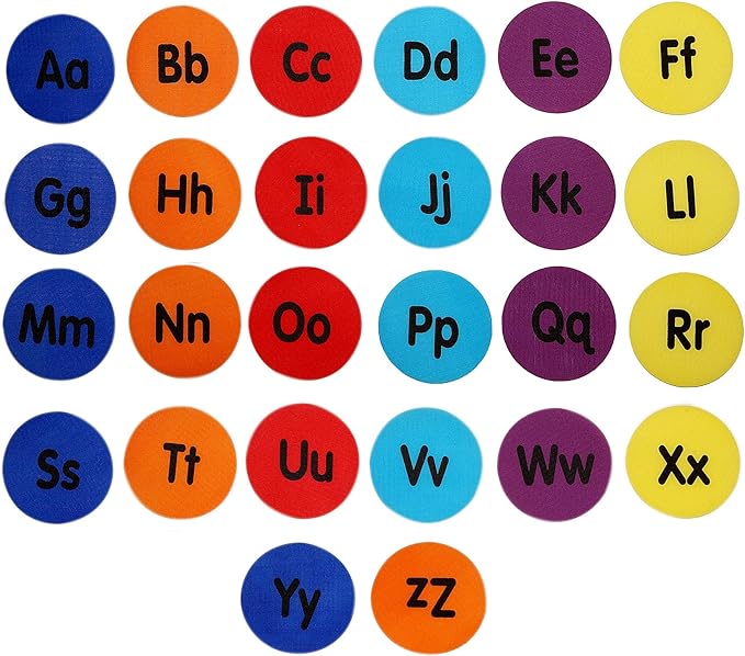 Carpet Markers 5" for Kids, Multicolor Spot Circle Markers for Classroom Teachers, Preschool and Kindergarten (26 Packs of Alphabet)