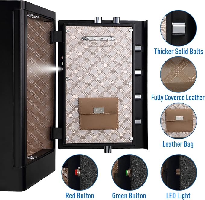 Tenamic Deluxe Biometric Fingerprint Safe Box Smart Touch Screen Fireproof Safe for Home Office Hotel 3.83 Cubic