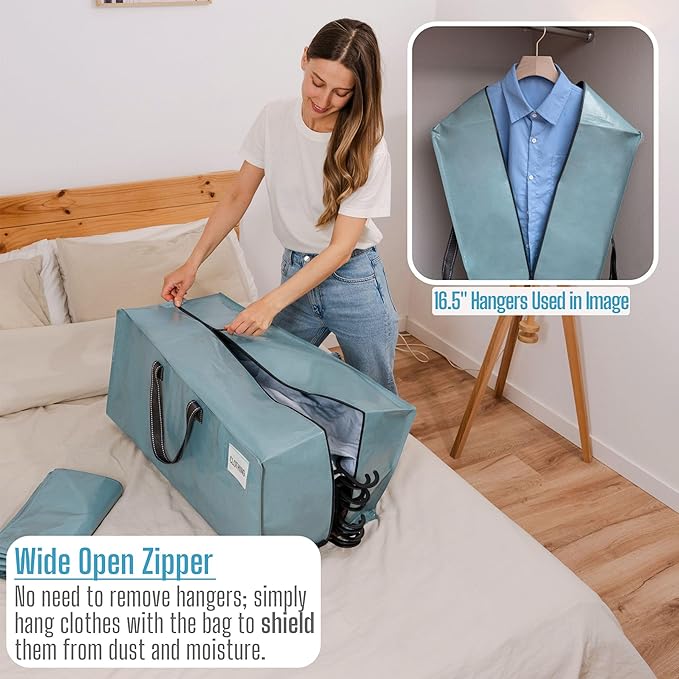 VENO 6 Pack Moving Bags w/Backpack Straps, Moving Boxes & Storage Bins Alternative, Packing Supplies, Camping Accessories Totes, Dorm Room Essentials Storage Bags (Shiny Light Blue, 6 Pack)