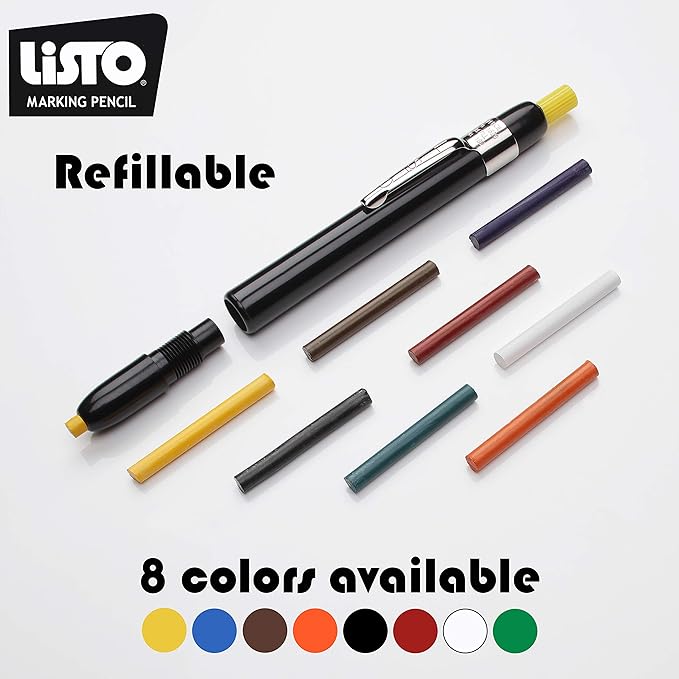 Listo 1620 BLACK COLOR - China Markers/Grease Pencils/China Marking/Pencils/Wax Pencils - Made in USA (24)