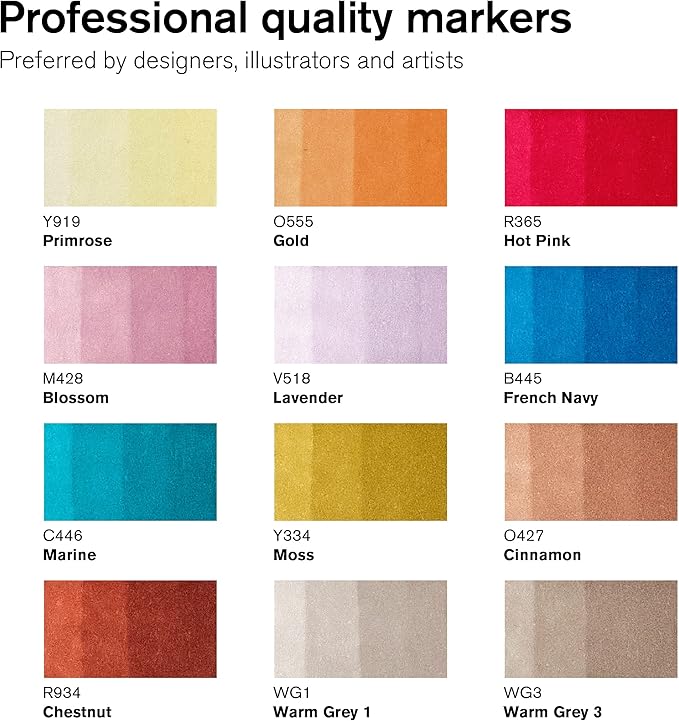 Winsor & Newton ProMarker Set, 12 Count, Manga Romance