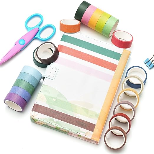 YUBBAEX 20 Rolls Solid Colors Washi Tape Set Pastel Colored Masking Rainbow Decorative Tapes, Designer's Selection
