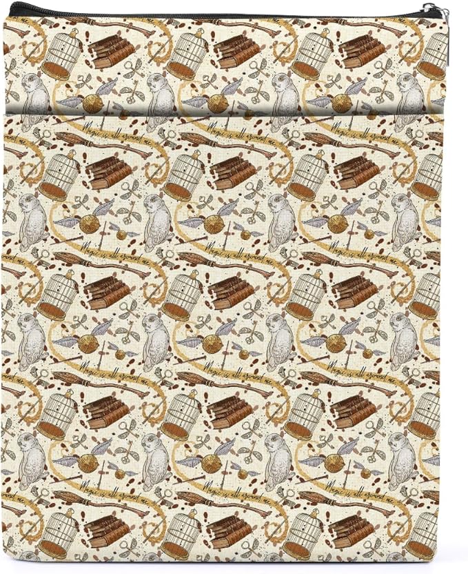 Magic Stuff Magic Owl Book Sleeve Book Cover Book Lovers Gifts Book Club Gifts Wizard Book Protector Book Gifts for Readers Women Magic Movie Fans Bibliophile Bookworm Mom Graduation Birthday Gifts