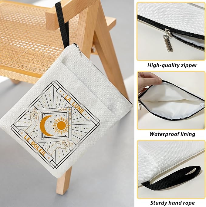 Tarot Card Book Sleeve, Book Lovers Gifts Book Pouch Book Sleeve with Zipper and Front Pocket Reader Gifts Birthday Gifts for Adult Teen Teacher -11