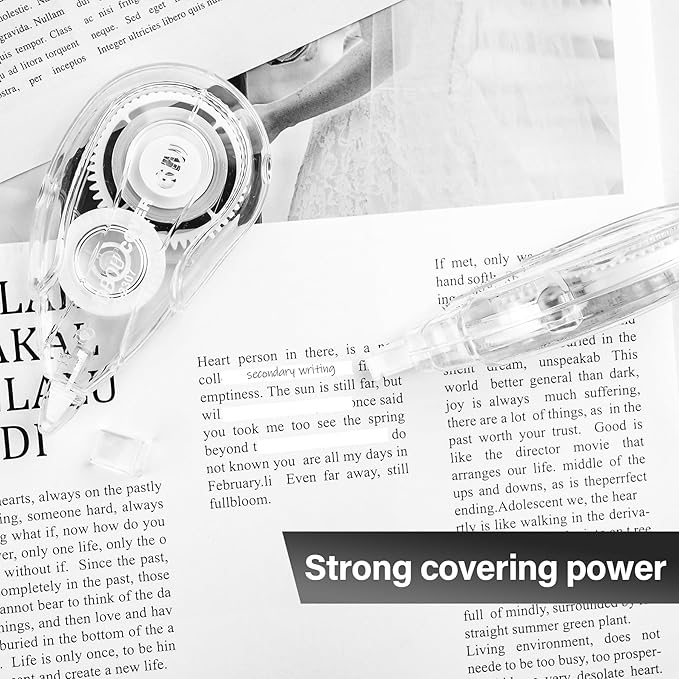 Correction Tape, Easy To Use Applicator for Instant Corrections Wrong Writing At Any Time, For school, Office (White, 12pack, 6M/256" x 0.2")
