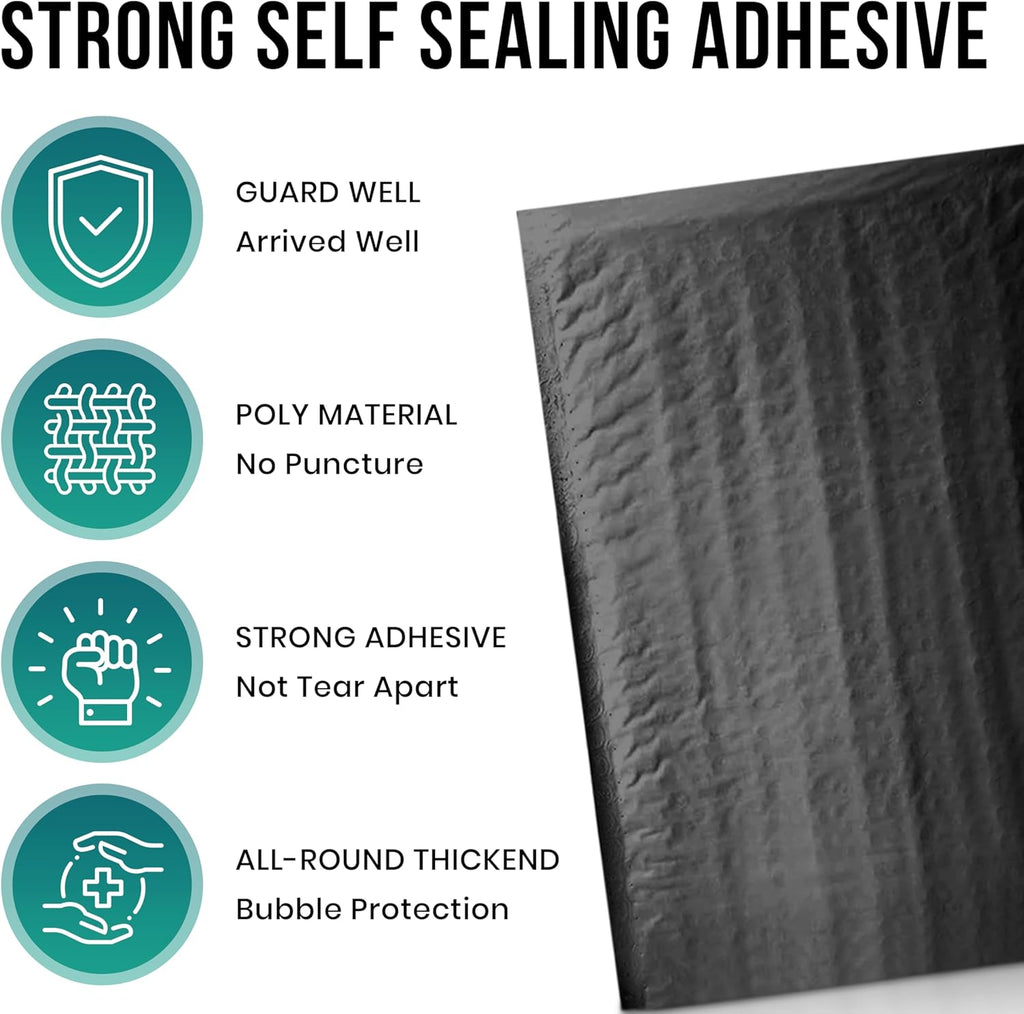 Levex - #000 4" x 8" [5 Pack] Blue Poly Bubble Mailers, Padded Envelope Mailers, Packing Envelope & Mailing Bags for Shipping