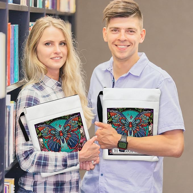 The Antisocial Butterfly - Butterfly Book Sleeve, Book Lovers Gifts Book Pouch Book Sleeve with Zipper and Front Pocket Reader Gifts Birthday Gifts for Adult Teen Teacher -08