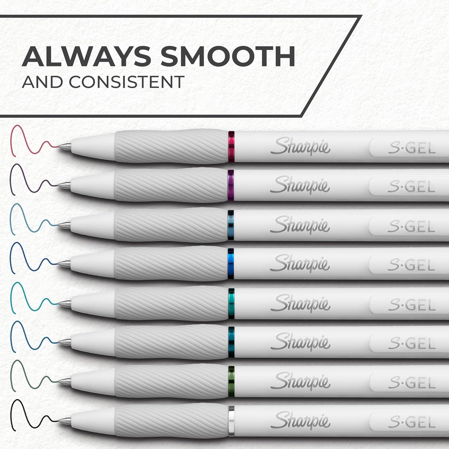 Sharpie S-Gel Pens, Fashion Barrel Gel Pens, Pearl White Body, Medium (0.7mm) Point, Bold Ink Colors, 12 Count