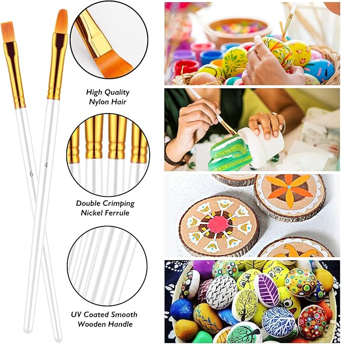 Paint Brushes Set, 20 Pcs Paint Brushes for Acrylic Painting, Oil Watercolor Acrylic Paint Brush, Artist Paintbrushes for Body Face Rock Canvas, Kids Adult Drawing Arts Crafts Supplies, White