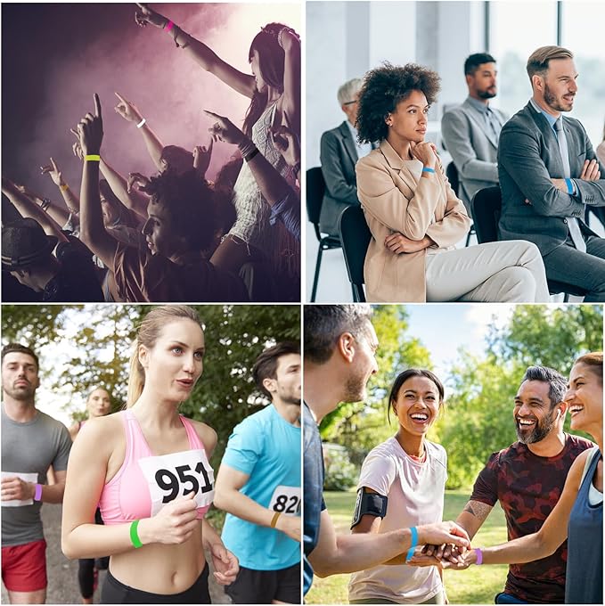 2400 Packs Paper Wristbands for Events, 12 Colors Waterproof Neon Party Wristbands Armband Paper Bracelets Identification Wristbands for Concert Club Bar Entrance Admission Party