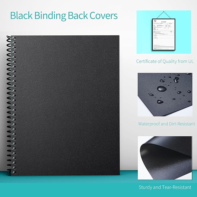 Binditek 200 Pack Binding Covers and Backs Set, 8.5 x 11 Inches, Including 100 Pcs 8 Mil Clear PVC Binding Covers, 100 Pcs 12 Mil Sand-Textured Polycovers, for Letter Size