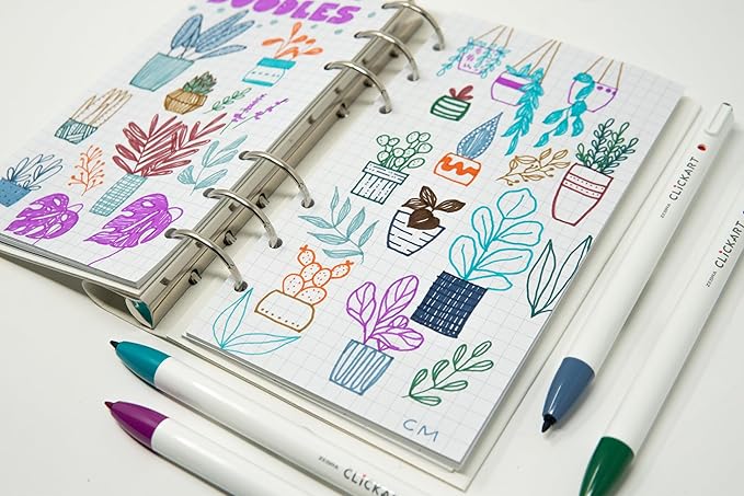 Zebra Pen ClickArt Retractable Marker Pen, Fine Point, 0.6mm, Assorted Dark Ink Colors, 12-Pack (69812)