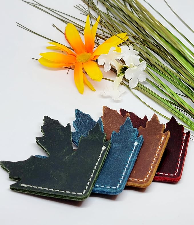 Bookmark-4 -Corner Leather Bookmarks- Leather Bookmark-Maple Leaf-Bookmarks- Reader Gifts- Book Lover Gifts- Book Club Gifts- Book Accessories for Reading Lovers-Cute Bookmarks