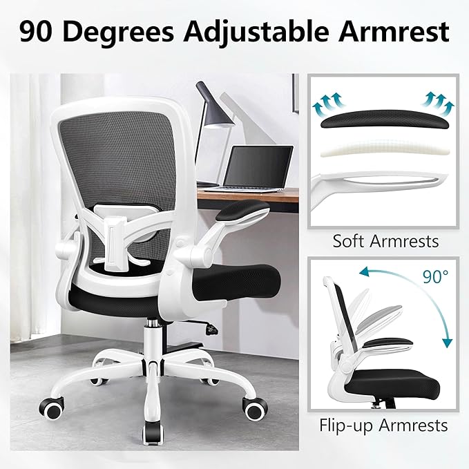 FelixKing Ergonomic Office Chair, Adjustable Lumbar Support, Breathable Mesh Fabric, Durable and Reliable, White