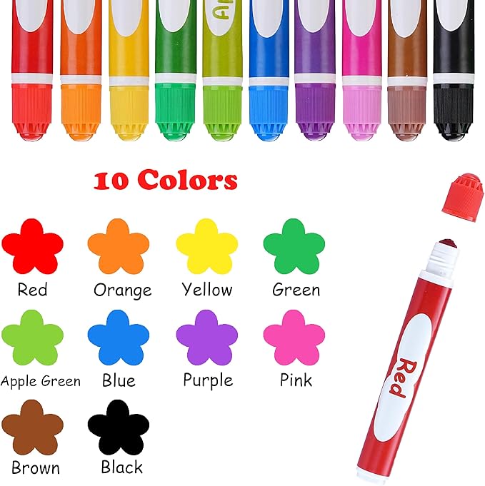 100 Pack Dot Markers, 10 Assorted Colors, 10 Sets x 10 Colors Washable Dot Paint Markers for Toddlers Kids Preschool, Paint Bingo Daubers Supplies, Crafts Kits Coloring Set, Non Toxic Water-Based