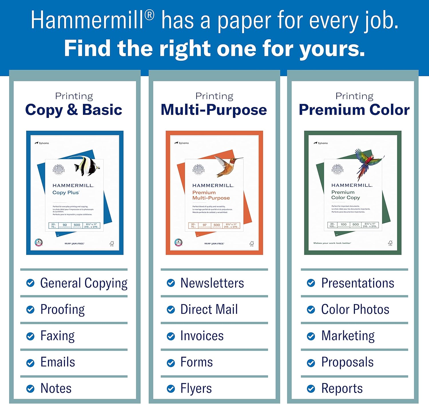 Hammermill Printer Paper, 20 lb Copy Paper, 11 x 17 - 5 Ream (2,500 Sheets) - 92 Bright, Made in the USA, 105023C