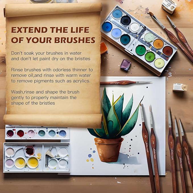 Golden Maple Miniature Model Paint Brushes-10pcs Micro Detail Paint Brush Set,Small Fine Detail Brushes for Acrylic, Oil, Watercolor & Paint by Number, Citadel, Figurine, 40k