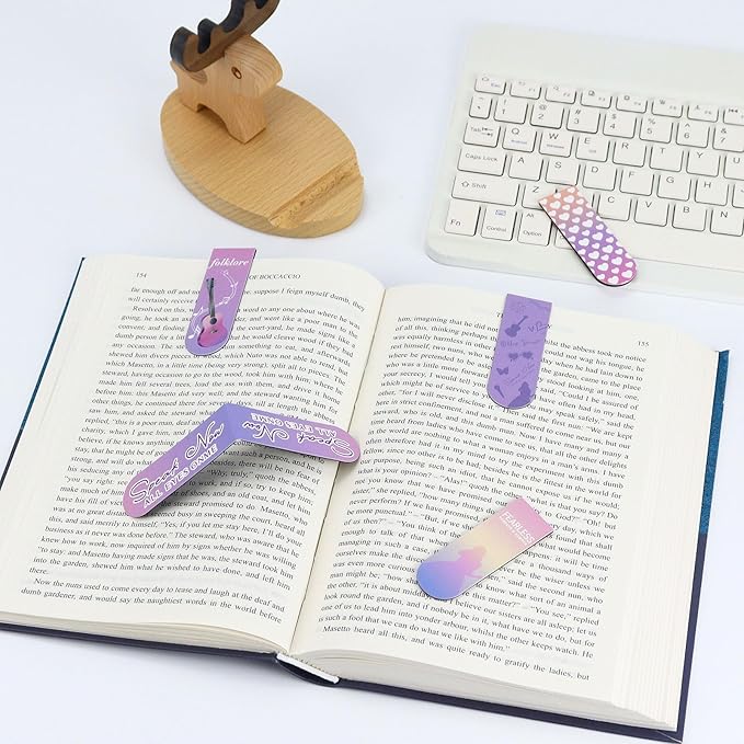 5Pcs Magnetic Bookmarks T-S Bookmarks Page Markers for Fans Readers, Women, Men, Book Lovers, Students Teachers, Funny Office Supplies Stationery Gifts Used in Office, School, Home (Purple)