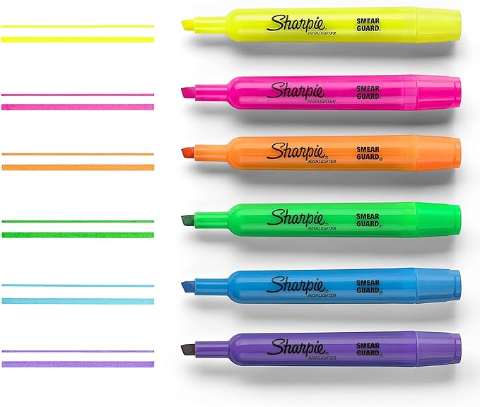 Sharpie Tank Style Highlighters, Chisel Tip, Fluorescent Pink, Box of 12