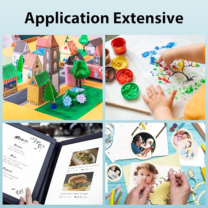 100 Sheets White Cardstock 12” x 12”, 92lb/250gsm Black Card Stock, Thick Card Stock Paper, Heavy Cardstock Paper for Printer, Resume, Scrapbooks, Art, Crafts, Business Cards