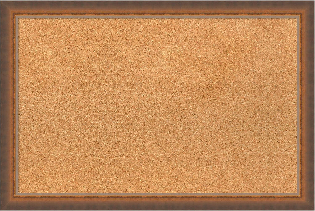 Amanti Art Natural Cork Board for Wall, 16x24 Vision Board with Bronze Frame, Small Corkboard Office Decor for Home Organization, Modern Corkboard Pinboard to Display Items for Home Organization in