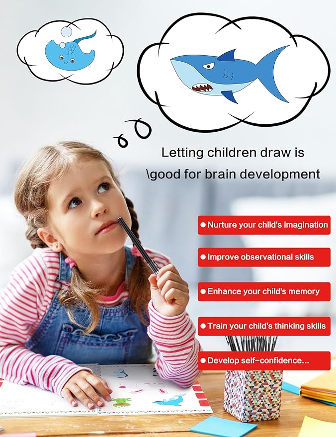 WANFRES Grooved drawing book for kids age 3-8,Sketchbook for kids who love to draw,Grooved handwriting practice for Kids,Reusable grooved Handwriting workbooks,Childrens drawing book(5 Books with pen)