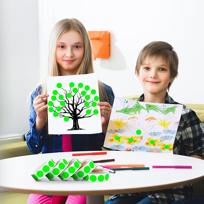 PARLAIM 10 Rolls 3/4" Dot Stickers, 10000 Pack Round Color-Code Circle Labels, Fluorescent Green Sticker for Color Coding