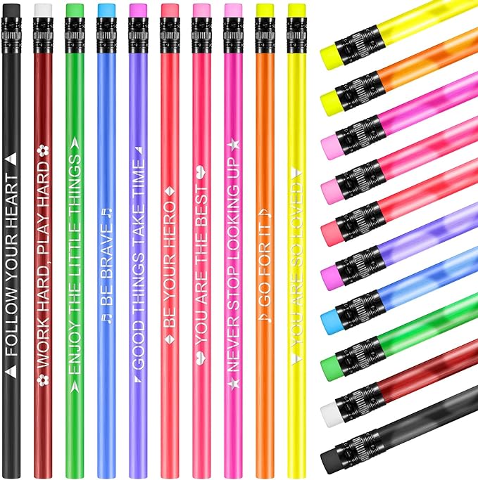Eersida 40 Pcs Color Changing Mood Pencil with Motivational Sayings, 2B, Fun Assorted Thermochromic Pencils with Eraser(Classic Color,Motivational Style)