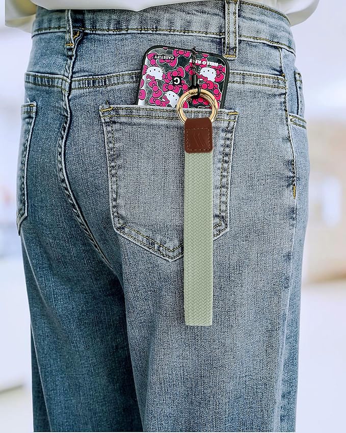 Wristlet Keychain for Women Stretchy Wrist Keychain Lanyard for Phone Case Wallet Id Card Badges (Standard - Sage Green)