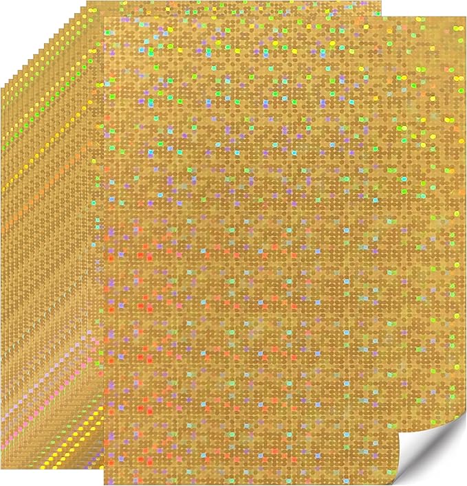 20 Sheetsgold glitter Iridescent cardstock Paper,Gold Foil Cardstock Paper8.5" x 11", Die Cut and Plotter Compatible - Perfect for Card Making, Invitations & Decorations ﻿