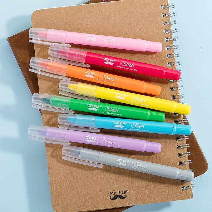 Mr. Pen- Gel Highlighter, 8 Pack, Assorted Colors, Bible Highlighters No Bleed with Bible Color Coding and Interpretation Guide, No Bleed Highlighters, Bible Highlighter, Bible Markers