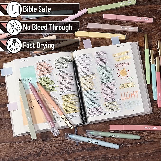 Mr. Pen- Bible Journaling Kit, Bible Study Supplies, No Bleed Bible Highlighters and Pens No Bleed, Bible Pens, Bible Journaling Kit for Gift, Bible Study Tools, Easter Gift