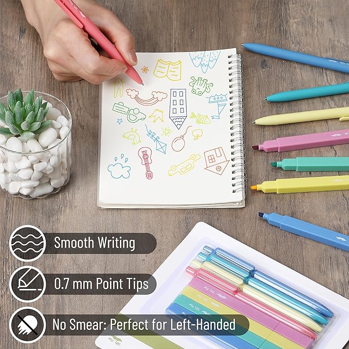 Mr. Pen- Aesthetic Highlighters and Gel Pens, 8 Pack, Assorted Color Highlighters, Assorted Color Gel Pens, Highlighter Pens, Cute Highlighters, Gel Pens