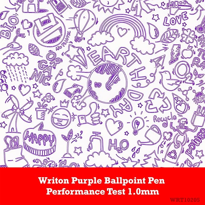 Writon Retractable Ballpoint Pens, Triangle Grip and Barrel, 1.0mm Medium Point, Purple Ink, 12 Pack