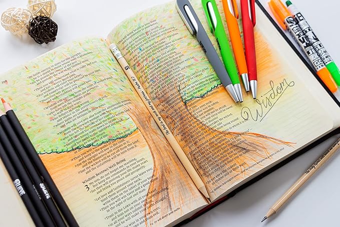 BLIEVE - Bible Journaling Kit With Gel Highlighters And Pens No Bleed, Scripture Markers and Pencils Supplies, Stencils Planner Set For Coloring Journal Art Illustrated By Faith Christian Gifts 24pcs