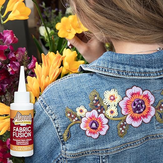 Aleene's Fusion Fabric Adhesive 2 fl oz 3-Pack, Washable Fabric Glue for Clothes, Denim, Leather, Patches, Polyester, Cotton, Fabrics, Dries Flexible