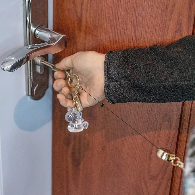 2 Pack Metal Retractable Badge Reel ID Badge Holder with Cord and Carabiner Key Chain (Gold)