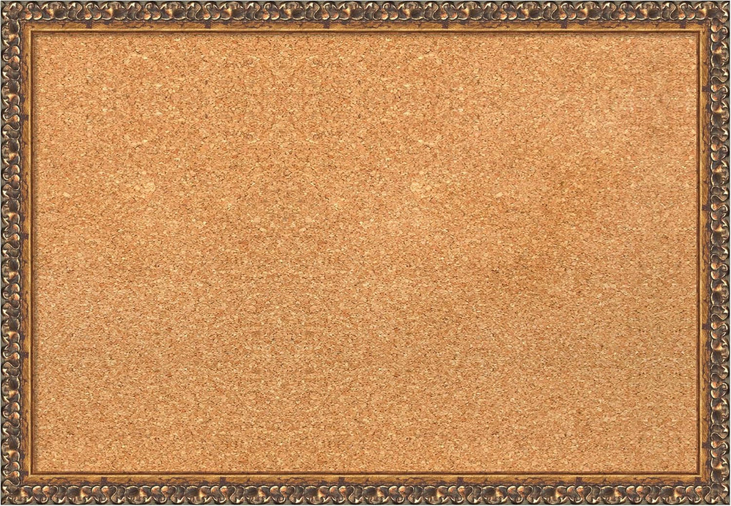 Amanti Art Natural Cork Board for Wall, 18x26 Vision Board with Bronze Frame, Medium Corkboard Office Decor for Home Organization, Traditional Corkboard Pinboard to Display Items for Home