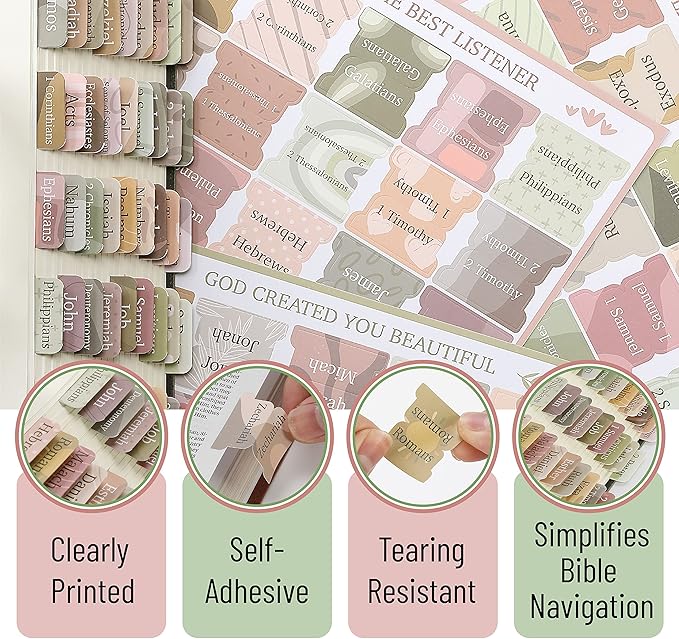 Mr. Pen- Bible Tabs, 75 Tabs, Laminated Bible Tabs for Women and Men, Bible Tabs for Study Bible, Bible Index Tabs, Bible Book Tabs, Bible Labels Tabs, Mr Pen Bible Tabs