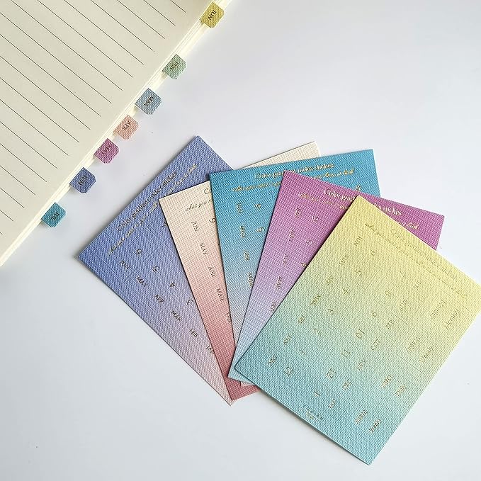 10 Sheets Monthly Adhesive Index Tabs Colorful Monthly Separator Tabs for Office Study Planners Organizations (Summer)