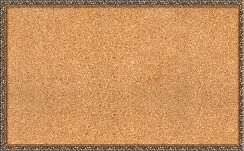 Amanti Art Natural Cork Board for Wall, 26x42 Vision Board with Bronze Frame, Large Corkboard Office Decor for Home Organization, Traditional Corkboard Pinboard to Display Items for Home Organization