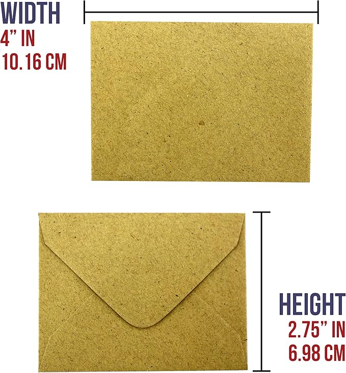 Iconikal Kraft Mini Special Occasion Envelopes, 4 x 2.75 inches, 100-Count