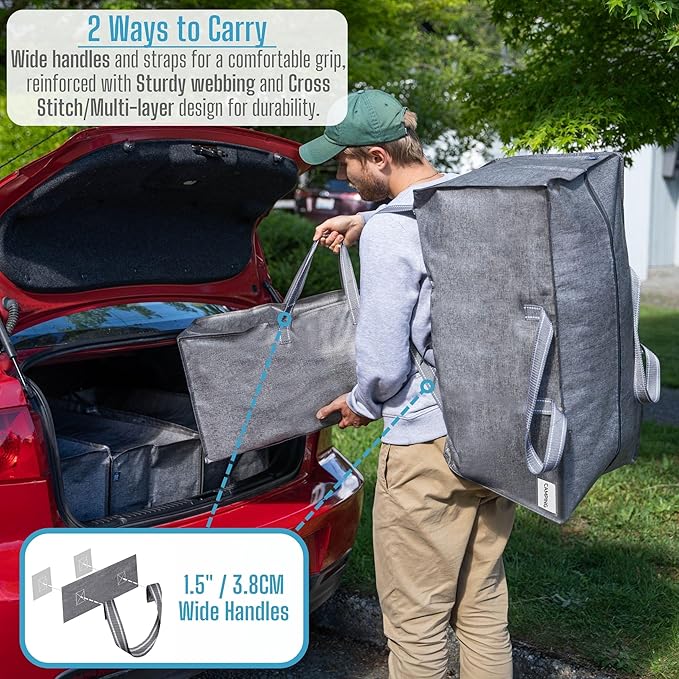 VENO 8 Pack Moving Bags w/Backpack Straps, Moving Boxes & Storage Bins Alternative, Packing Supplies, Camping Accessories Totes for Storage, Dorm Room Essentials Storage Bags (Gray, 8 Pack)