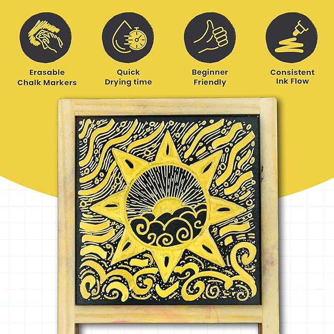 5 Gold Chalkboard Chalk Markers - Gold Dry Erase Markers for Blackboard, Chalkboard Signs, Windows, Glass | Variety Pack - Fine & Jumbo Size Ink Pen (1mm, 3mm, 6mm, 10mm, 15mm)