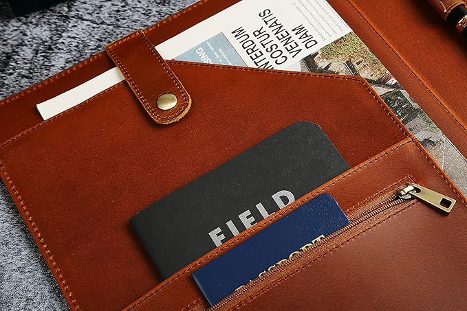 Personalized Leather Portfolio, Engraved Portfolio for Men Leather Clipboard Portfolio Binder, Custom Padfolio Leather Legal Pad Portfolio, Christmas Gift for His/Her (Clipboard, Brown-Standard)