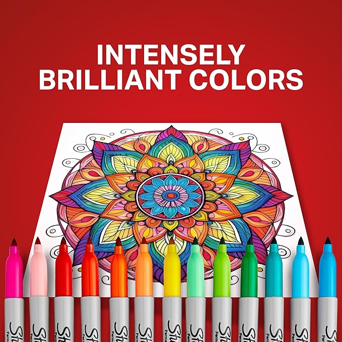 Sharpie Electro Pop Permanent Markers, Fine Tip Marker Set, Coloring Markers, Drawing Markers, Writing Markers, Assorted Colors Art Markers, 24 Count