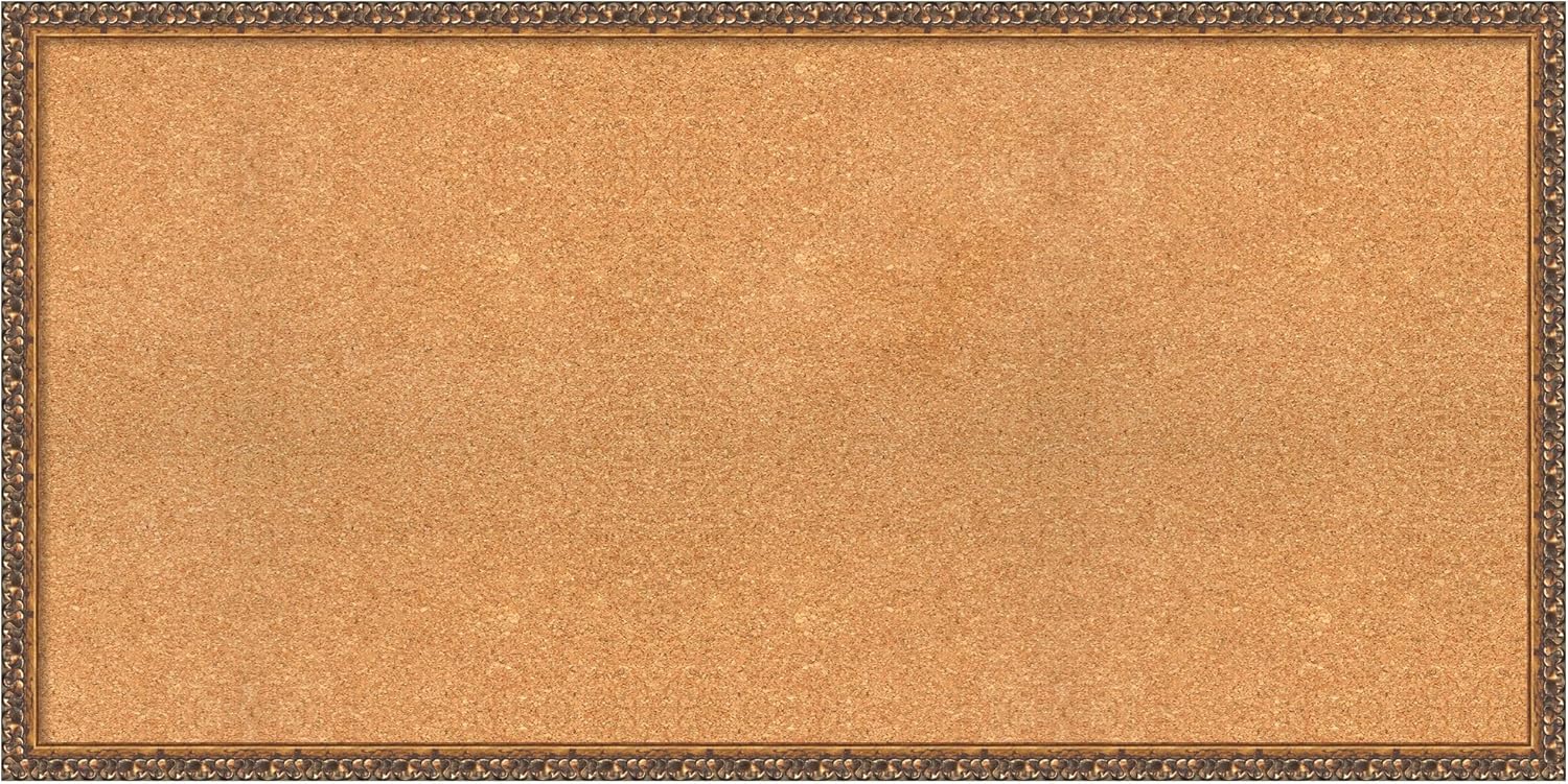 Amanti Art Natural Cork Board for Wall, 24x48 Vision Board with Bronze Frame, Oversize Corkboard Office Decor for Home Organization, Traditional Corkboard Pinboard to Display Items for Home